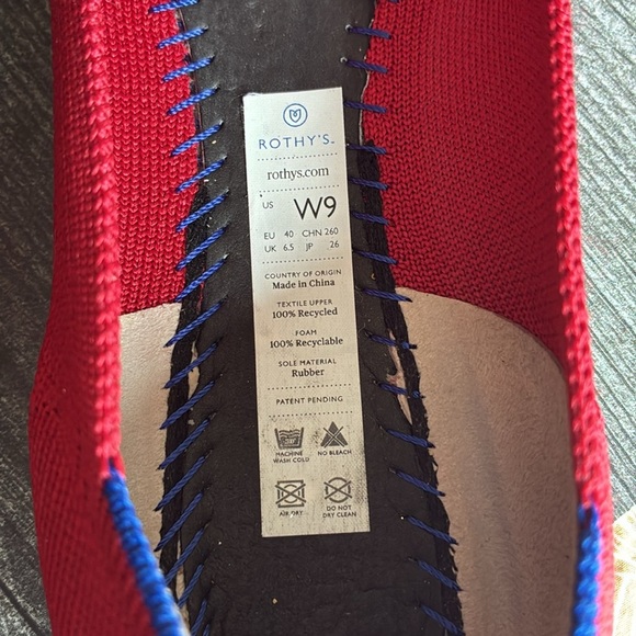 Rothy's Women's Red Pointed Toe Knit Ballet Flats Size 9 - Picture 10 of 11